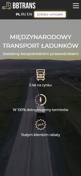 скриншот сайта trucking-eu.com мобильная версия 1